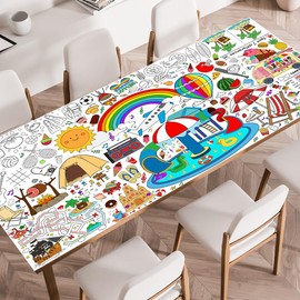 SPERINGEEN Decoraciones de Mantel de Verano, Juegos para Colorear Actividades de Verano Manualidades Páginas de Póster Pancarta Cubierta de Mesa Regalos de Fiesta para Familia o Aula Decoración de