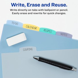 AVERY Durable Plastic Write-On Dividers, 5-1/2" x 8-1/2", 5 tabs, Multi-Colour, 1 Set, (16180)