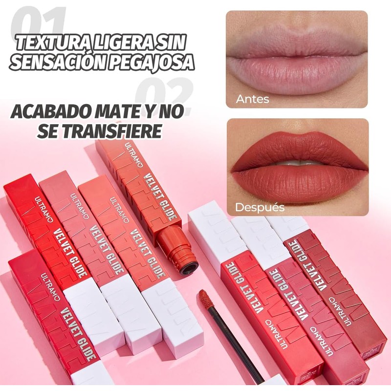 ULTRAMO Labial Líquido Mate 16H Larga Duración, No Transfiere