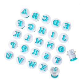 Aleissi | Cortador Ejector de Alfabeto Letras Mayúsculas para Galletas, Fondant y Cualquier Tipo de Masa Suave 26 letras