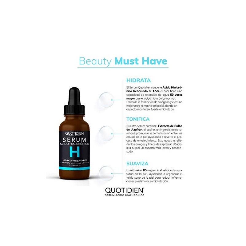 Serum Ácido Hialurónico Facial + Vitamina B5 + Extracto de