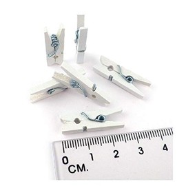 100 Mini Wooden Pegs, Clothes Pegs, Decorative Pegs, Photo Pegs, Decorative Pegs, Wooden Decorative Clips, White (White, 2.5 cm / 25 mm)