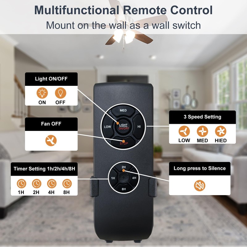 Humpptom Ceiling Fan Remote Control Kit, Small Size Receiver Ceiling