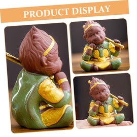 FUNOMOCYA Classic Monkey Tea Pet Ornament Adorable Purple Sand Decoration for Home Office Tea Symbol of Fortune Collectors