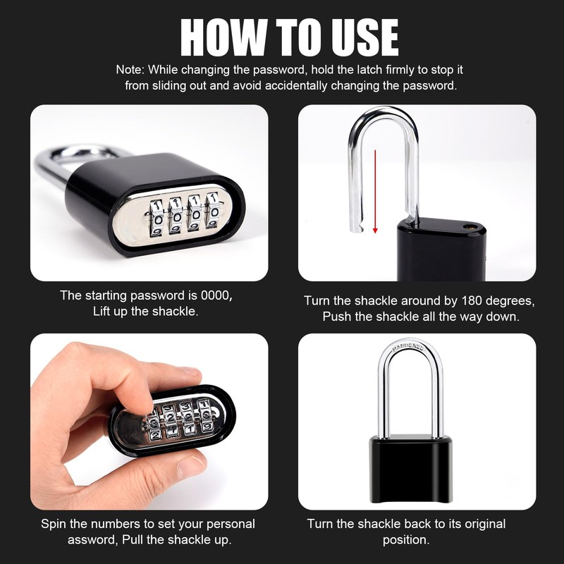 Heavy Duty Combination Padlock Weatherproof Outdoor Padlocks Long Shackle Code