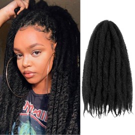 Marley Twist Braiding Hair 8 Packs Marley Twist Hair Cuban Twist Hair 24 Inch Afro Kinky Curly Twist Crochet Hair Cuban Twist Soft and Natural Hair 1B Black (1B, 18 inch)