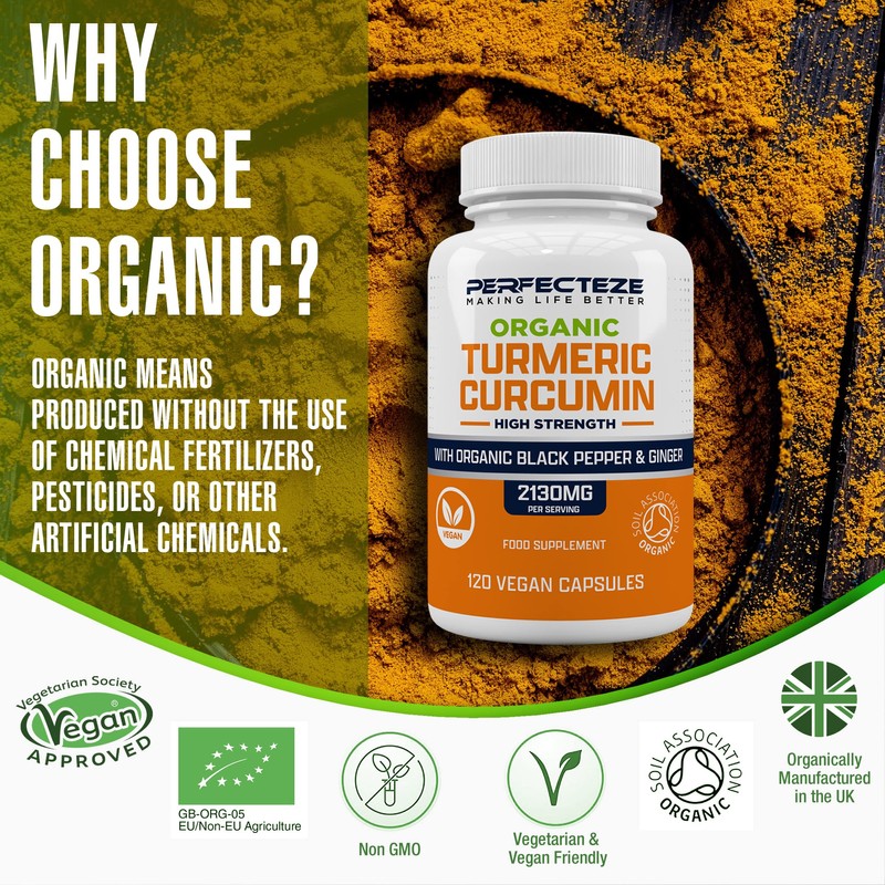 Organic Turmeric Curcumin High Strength and Black Pepper with Ginger