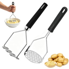 2PCS Stainless Steel Potato Masher with Ergonomic Handle for Mashed Potato