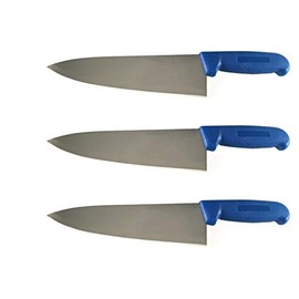 Cozzini Cutlery Imports Set of 3-8” Chef Knives Cook French Stainless Steel (Blue)