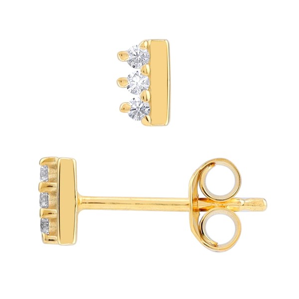 Silvershake Extra Ultra Petite 3-Stone White Cubic Zirconia 14K Yellow