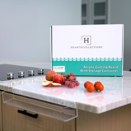 Acrylic Cutting Board with Counter Lip, Waste container, Clear Cutting Boards for Kitchen Counter Non Slip, 17 x13 Inch, Clear, Large Cutting Board for Countertop, Apartment Essentials Kitchen Gifts