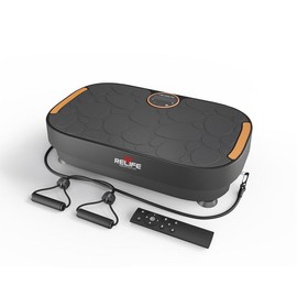 Relife Sports Vibration Plate with 120 Levels Vibration Platform with Resistance Bands Whole Body Vibrating Platform Training Equipment for Home Gym - Color: Black