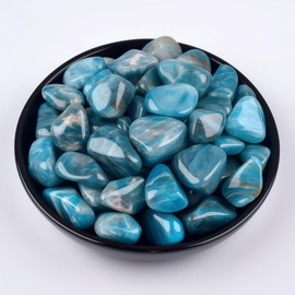 SigMntun Blue Apatite Healing Crystal Stone Set - 24 Pieces, 0.6" Natural & Polished Stones for Healing, Meditation, Reiki, Chakra, Crafting & Decoration