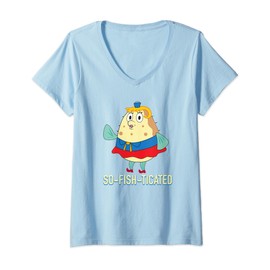 Mademark x SpongeBob SquarePants - Womens Mrs. Puff is So-fish-ticated V-Neck T-Shirt