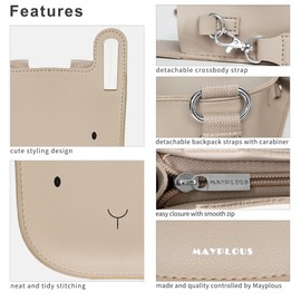 Mayplous Kids Backpack for Girls and Boys Children's Shoulder Bag Mini Backpack Teenagers Crossbody Bag Cute Animal 2 in 1 Style Small Size for Over 4 Years L16xW7xH18.5cm / L2.3xW2.8xH7.3in (Bunny)