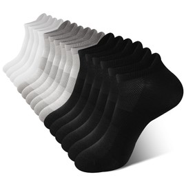 BAMBOO COOL Men's Ankle Socks Athletic Low Cut Heel Tab Cushioned Moisture Wicking, Running Arch Support Breathable, 8 Pack