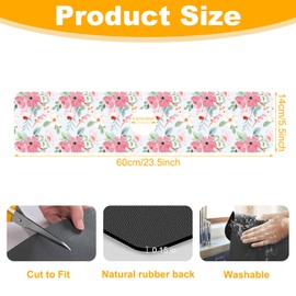 2 Pack Watercolor Floral Sink Faucet Absorbing Mat White Pink Flowers Super Absorbent Fast Drying Mat Sink Gadgets Behind Faucet Sinkmat for Kitchen Bathroom, 23.5"x5.5"