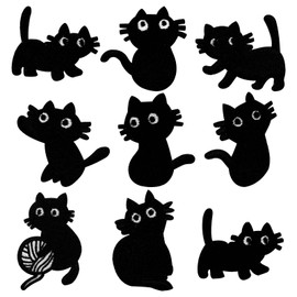 9 PCS Embroidered Patches Black Cat Cute Animal Embroidered Applique Patches, Sew on/Iron on Patches for Clothing, Jackets, Jeans, Backpacks, Hats, Arts Craft Sew Making