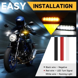 DREAMIZER 6 LED Indicator Motorcycle 12 V Mini Amber White Light Two-Tone Indicator E Approved E24 Universal Indicator Compatible with Harley Honda Kawasaki Suzuki Triumph Yamaha, Pack of 2