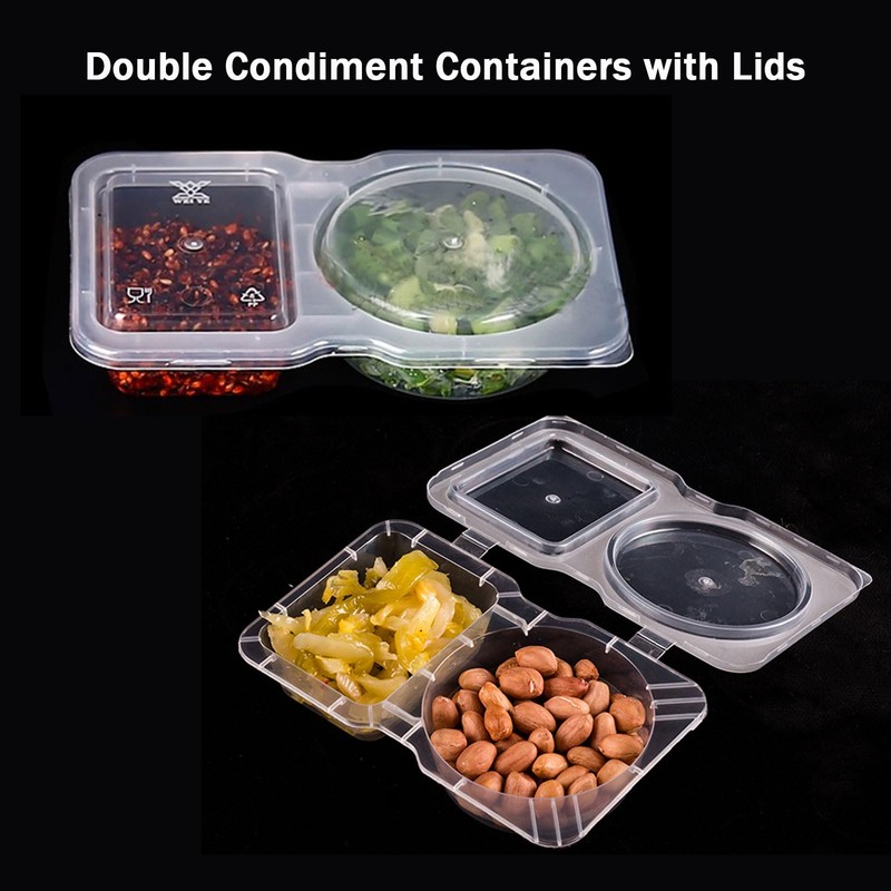 12Sets Reusable Snack Pack Containers, Double Compartment Snack Containers with