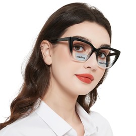 WEMOOTANTS Large Bifocal Reading Glasses for Women Black/Clear Cat Eye Bifocals Readers 1.75 Trendy Designer 100 125 1.50 175 200 225 250 275 3.00 350