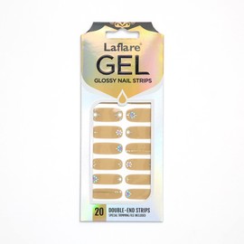 Laflare Gel Glossy Nail Strips, Self Adhesive Gel Nail Art Decals Polish Stickers with 20 Pcs Double-End Strips Glitter False Nails Including Trimming File (R45508 - Sunrise)