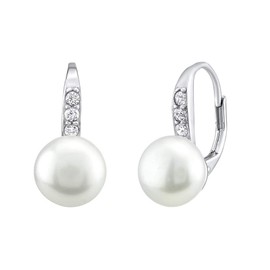SILVEGO - LPSP0639 - Women 925 Sterling Silver Earrings with Real White Pearl and Zirconia