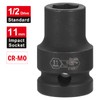 JETECH 1/2 Inch Drive 11mm Impact Socket, Chrome Molybdenum Alloy