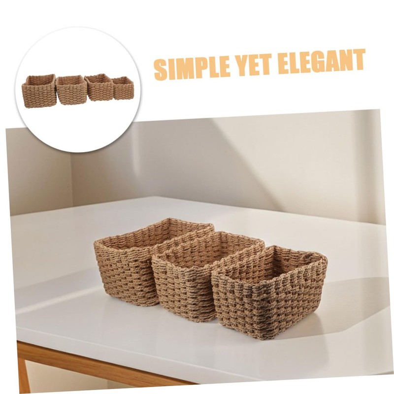 ABOOFAN 4Pcs Handwoven Storage Bins Decorative Woven Baskets for Organization
