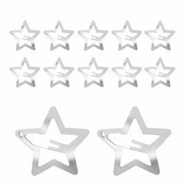 10 Stück Stern Haarspangen Nickelbeschichtete Dopamin-Stern Design für Frauen Mädchen Teens Silberfarbene Haaraccessoires für Festival Musikfest Party 3CM