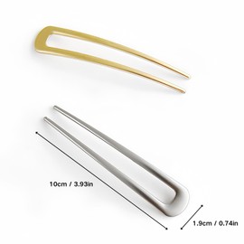 2Pcs U Shaped Hair Pins, Gold and Silver French Hair Pins, Metal French U Pins，Vintage Hair Fork Hair Pin Hairstyle Accessories Christmas Gifts for Women and Girls