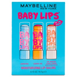 Maybelline New York Baby Lips Moisturizing Lip Balm 3-pack, Lip Care Essentials, 3 Shades,MULTI-SHADE,0.15 Ounce (Pack of 3)                          