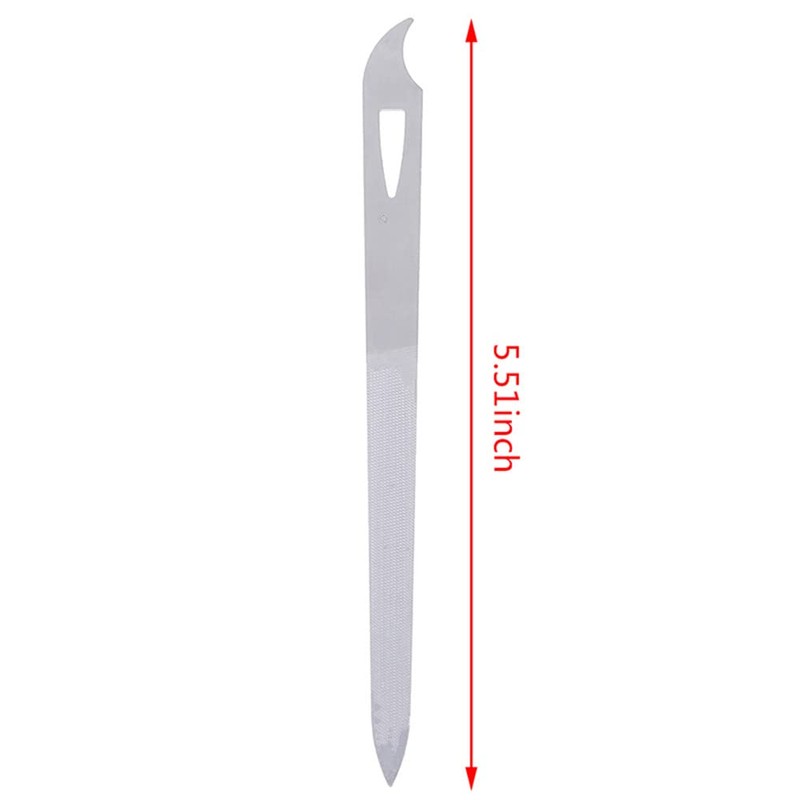 Yeshan Stainless Steel Triple-Cut Long Nail File with Nail Cleaner