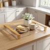 JUIOETUR Acrylic Serving Tray with Wooden Handles, Rectangle