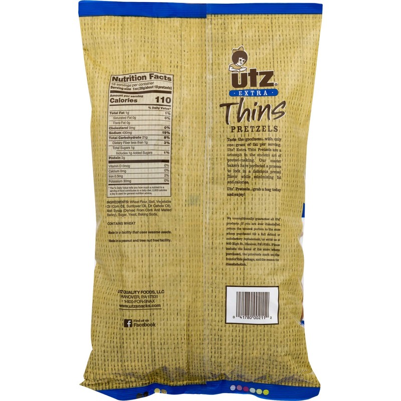Utz Thin Pretzels, 16 Ounce (4 Pack)