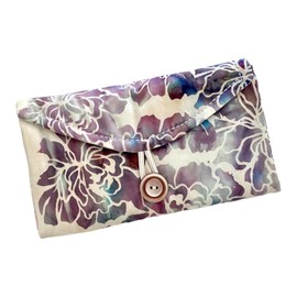 Travel Jewelry Organizer Wallet - Purple Batik Fabric Carry On Jewelry Storage Tote