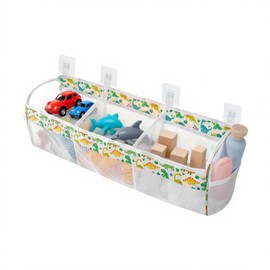 Bathtub Toy Storage, Dinosaur Large Baby Mesh Bathtub Toy Organizer, Quick-Drying Bag with 4 Hooks for Toddler Kids Boys Girls Poolside Indoor Bathroom Shower Beach Nursery