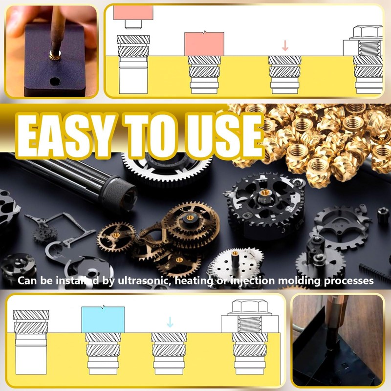 Threaded Inserts, 100 Pcs Knurled Brass Nuts, 3D Printing Brass
