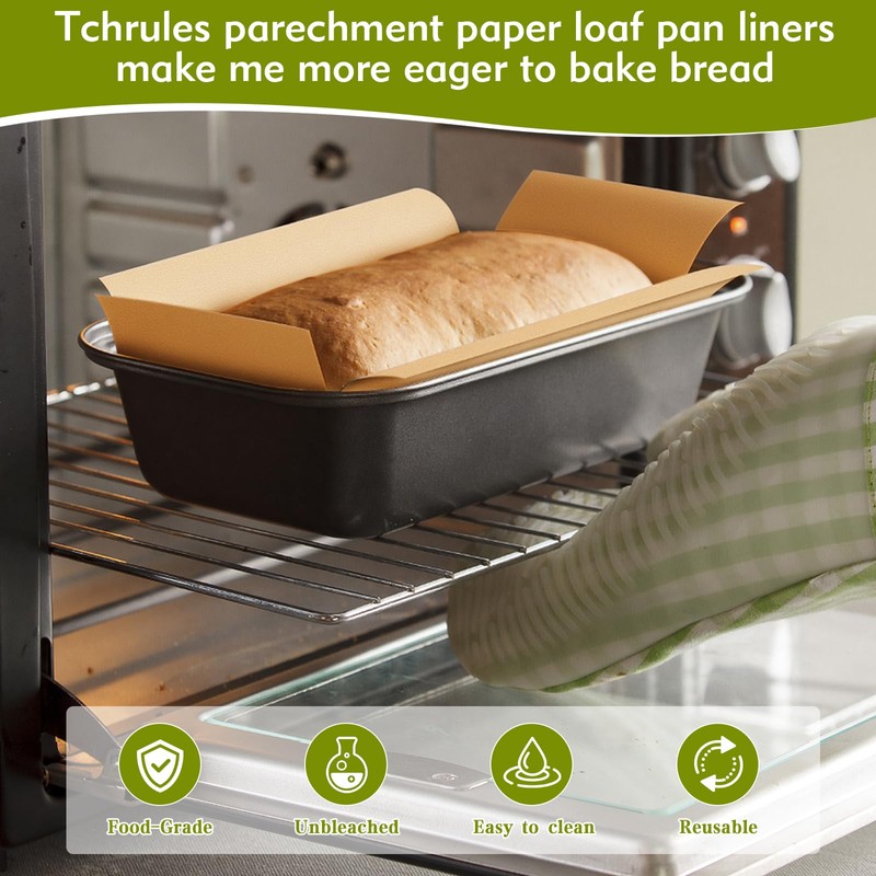Tchrules Unbleached Parchment Paper Loaf Pan Liner,200Pcs 9''x5''