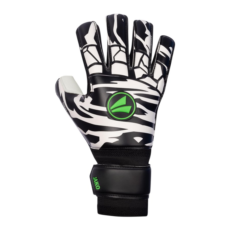 JAKO Animal Basic RC Pection Goalkeeper Gloves, Black/White/Green, 4 Unisex