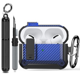 Lopnord for Airpod Pro Case Cover with Cleaner Kit, Compatible with Airpods Pro 2nd Generation Case/1st Generation (2023/2022/2019), Shockproof Lock Cover with Keychain for Men Women