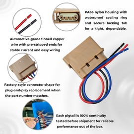 Turn Signal & Park Lamp Connector Pigtail (3-Pin), OE WPT-1167 /3U2Z-14S411-FHAB, Compatible with Ford F-150 Mustang Super Duty Edge Taurus Expedition Transit, Lincoln/Mercury