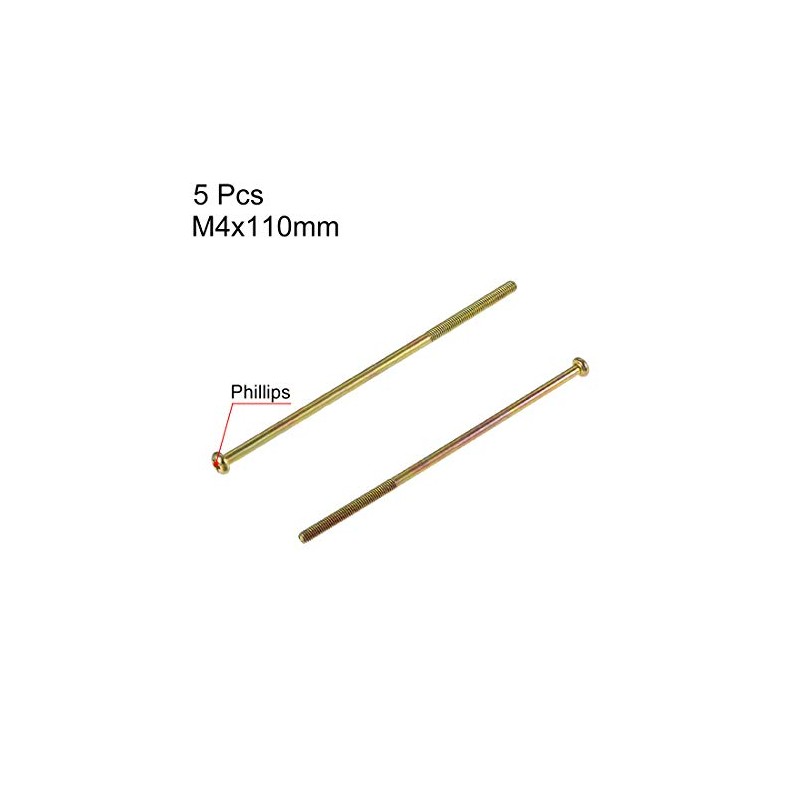 sourcing map M4 x 110mm Male Thread Phillips Pan Head