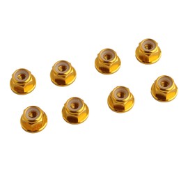GDOOL 8PCS Flange M4 Lock Nuts Serrated Nylon Self-Tightening Aluminum M4 Wheel Hardware for Axial HPI TLR ECX Model RC Car Vehicles Upgraded Replacement Parts(Gold)