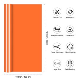 YURROAD 100 cm x 30 cm Orange Red HTV Heat Transfer Vinyl Bundle Plotter Film Textile Transfer Film for Iron-On T-Shirts Clothing Hats Bags (Orange Red)