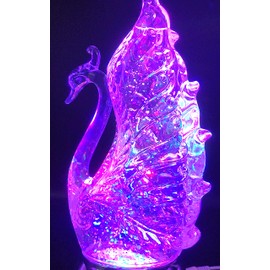 Dalax- Swan Statue Figurine LED Lighted Sparkling Color Changing Snow Globe Water Lamp with 6 Hour Timer Function, Home Decorations Crafts Ornaments Decor Sculpture Collection Gifts