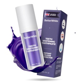 Betterwhite Pasta Dental Morada Blanqueadora para Dientes Amarillos 30 ml | Corrector de Color Sin Peróxido | Sonrisa Más Blanca al Instante | Apta para Uso Diario y Esmalte Sensible