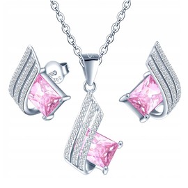 MŚ 1997 MENNICA ŚWIDNICKA 11 Colours Earrings 925 Silver with Necklace Women's Set – High Quality Austrian Crystals and Zircons – Jewellery Chain Women's Earrings Set with Necklace, Silver, Crystal