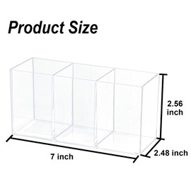 ZEXALOR Clear Drawer Organizer, 3 Sections Brush Organizer Holder, Drawer Dividers Office Desk Tray Bathroom Makeup Jewelry Trays (Brush holder)