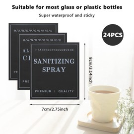 24 PCS Waterproof Labels for Bottles, Bathroom Hand Soap Shampoo and Conditioner Dispenser Label Stickers, Removable Labels for Soap, Lotion, Shampoo and Conditioner Bottles (Black)